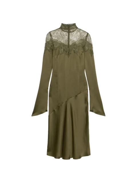 Blumarine lace-detail high-neck midi dress Green 4A472A