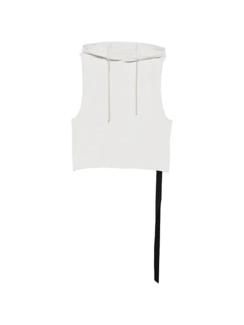 Rick Owens DRKSHDW drawstring sleeveless hoodie White DU01F4165RIGP