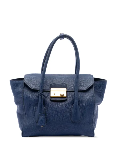 Prada Pre-Owned 2000-2025 Vitello Daino Sound Lock satchel Blue ICIELXS4O66FTOGU