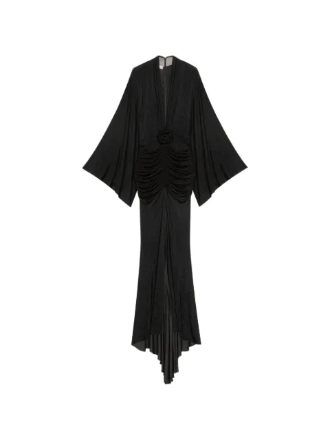 Blumarine ruched rose-detail dress Black 4A489A