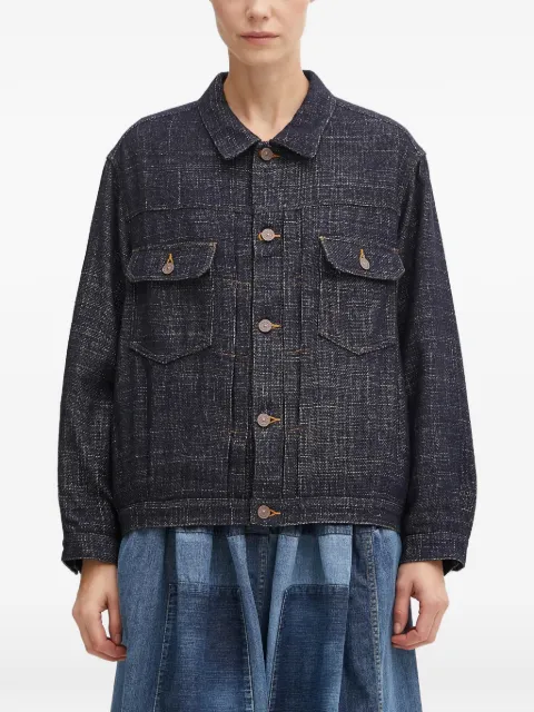 visvim tweed-effect button-up jacket Blue 325105013001