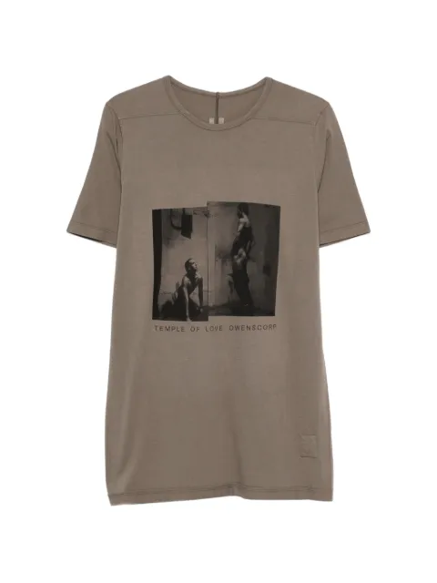 Rick Owens DRKSHDW Level T graphic-print ribbon-detail T-shirt Brown DU01F4250RNEP6P