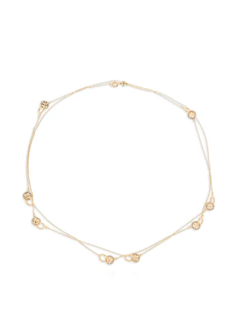 Tory Burch long icon pavé interlocking necklace Gold 180876