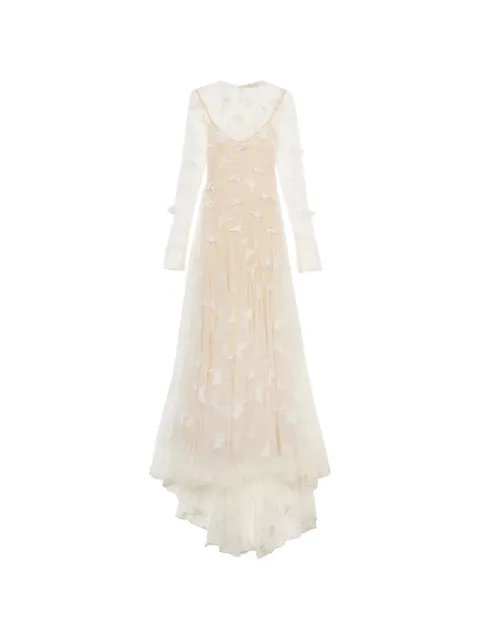 Blumarine butterfly-appliqué maxi dress Neutrals 4A434A