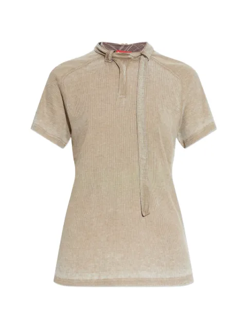 Diesel rib-jersey top with biker neck strap Neutrals A224300HGCQ