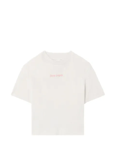 Palm Angels logo cropped T-shirt White PWAA077S26JER0030330