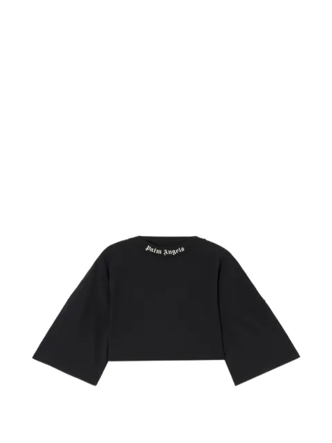 Palm Angels cropped logo T-shirt Black PWAA054S26JER001100A