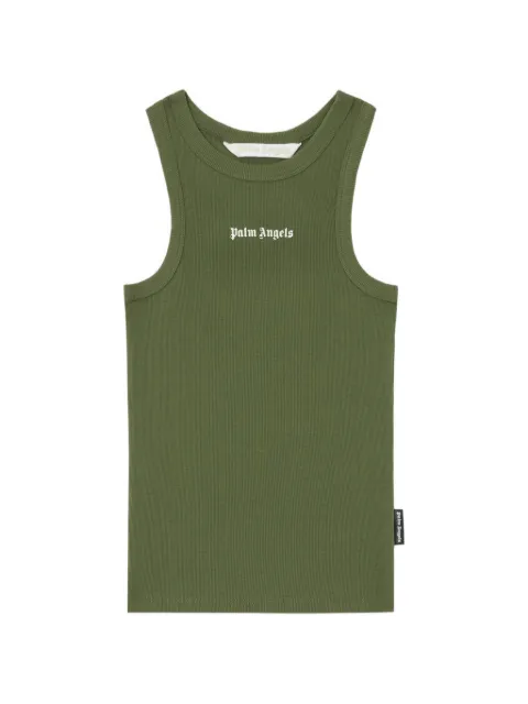 Palm Angels logo ribbed tank top Green PWAC024S26JER001