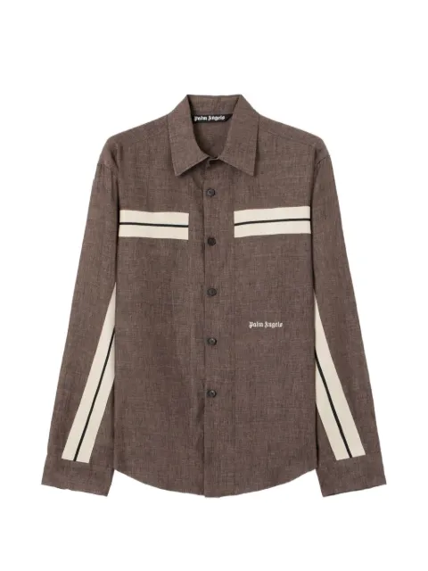 Palm Angels logo-embroidery track shirt Brown PMGE04JS26FAB0016003