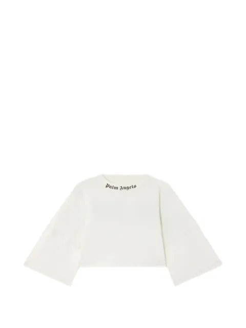 Palm Angels logo cropped T-shirt White PWAA054S26JER0020310