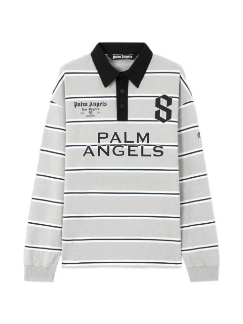 Palm Angels Palm Sport stripes-pattern polo shirt Grey PMGC01DS26FAB0010810