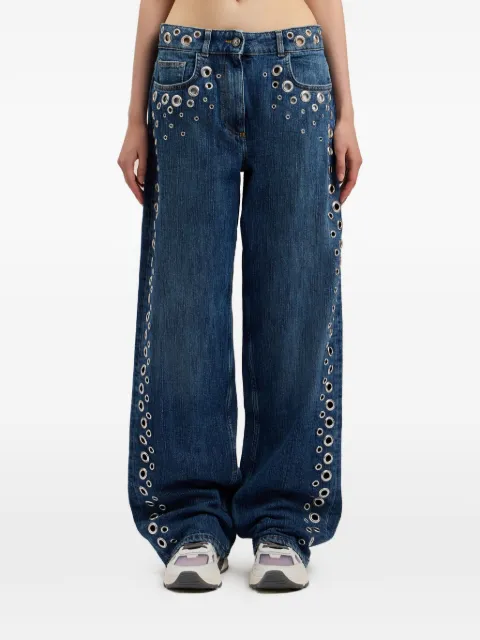 Palm Angels eyelet-embellished denim jeans Blue PWYA038S26DEN0014472