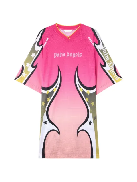Palm Angels Racing graphic T-shirt mini dress Pink PWDE006S26FAB0013284
