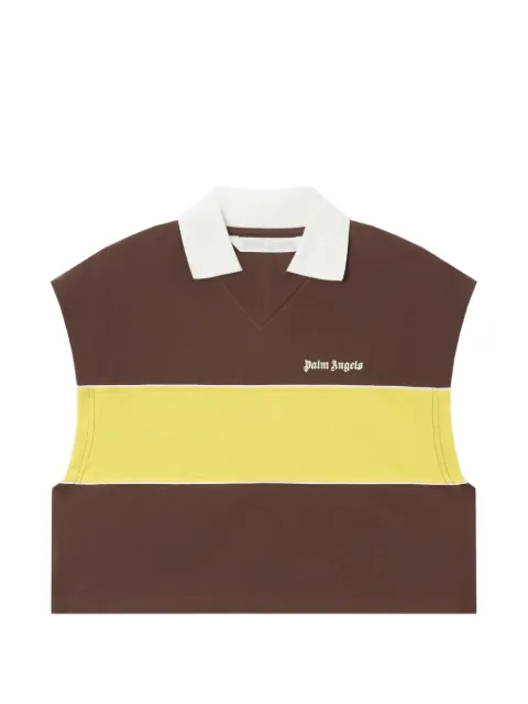 Palm Angels Classic logo boxy polo top Brown PWGB017S26FAB0016018