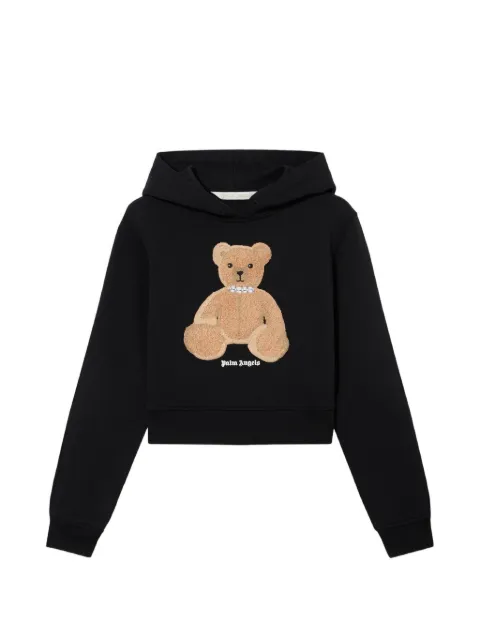 Palm Angels teddy bear cropped hoodie Black PWBB069S26FLE0081060