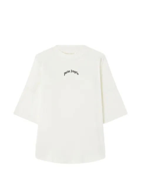 Palm Angels curved printed-logo T-shirt White PWAA07CS26JER002