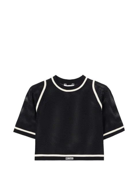 Palm Angels logo-detail cropped T-shirt Black PWAD07FS26FAB0011003