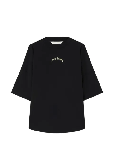 Palm Angels curved-logo crew-neck T-shirt Black PWAA07CS26JER002100A