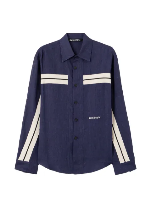 Palm Angels logo-embroidered shirt Blue PMGE04JS26FAB0014603