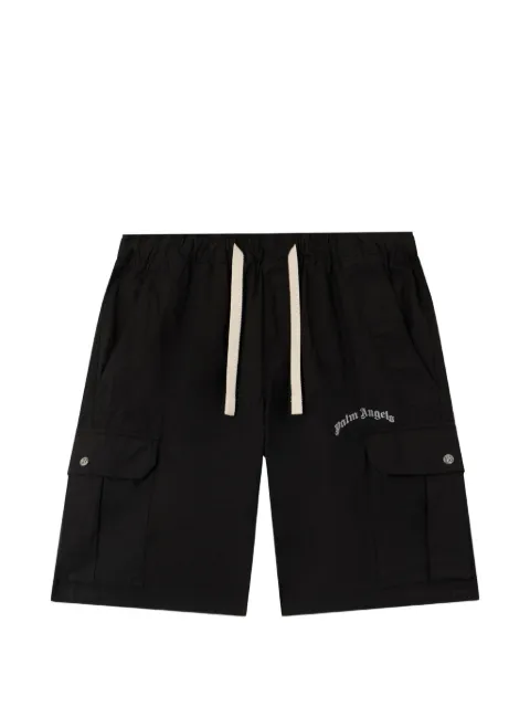 Palm Angels curved printed-logo cargo shorts Black PMCS012S26FAB002