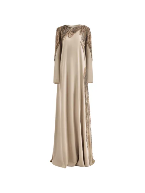 Gemy Maalouf asymmetrical beading maxi dress Neutrals EDSS262153LD