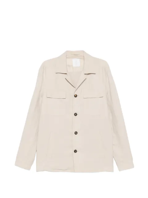 Eleventy buttoned chest-pocket overshirt Neutrals M75GIAL03TES0M116