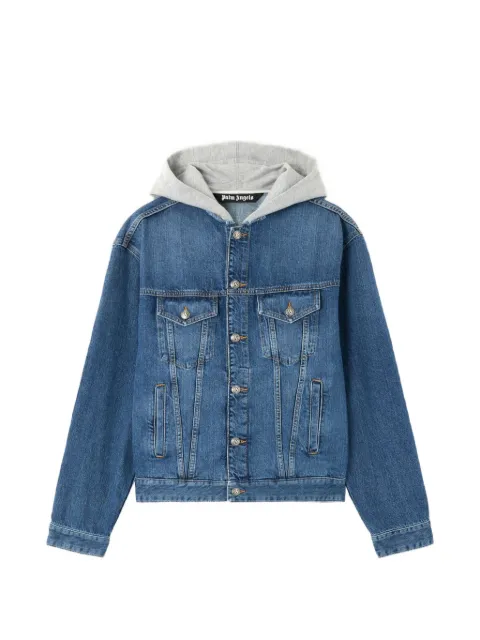 Palm Angels curved-logo hooded denim jacket Blue PMYE05CS26DEN0054408