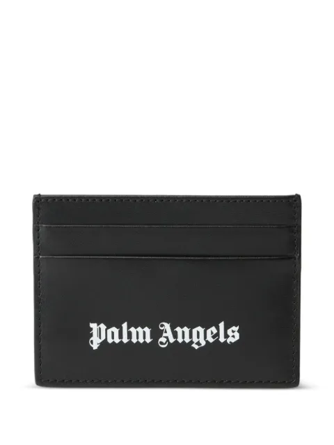 Palm Angels logo-print card holder Black PWND015S26LEA0011003