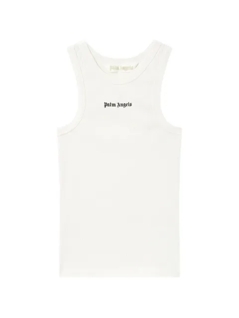 Palm Angels logo-print ribbed tank top White PWAC024S26JER001