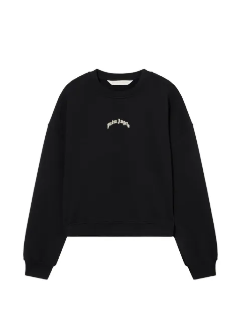 Palm Angels curved logo crop sweatshirt Black PWBA05DS26FLE001100A