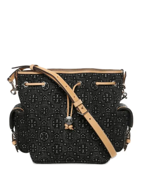 Tory Burch drawstring pattern bucket bag Black 181531
