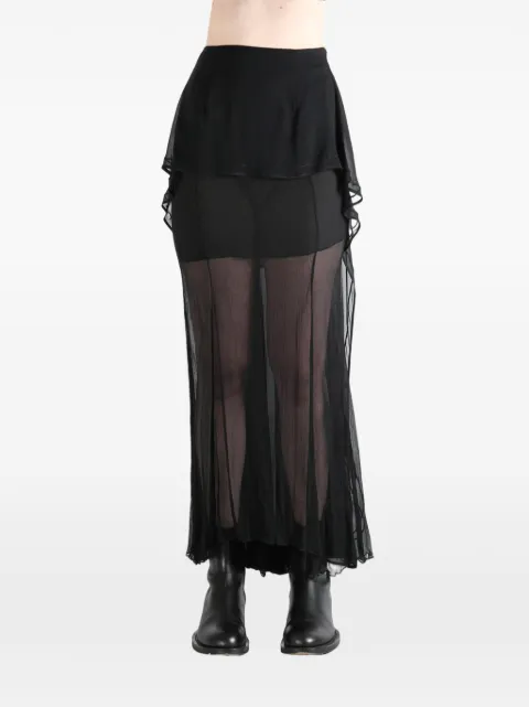 YEHUAFAN layered maxi skirt Black 1078