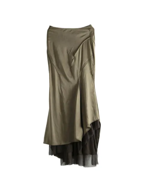 YEHUAFAN ruffled midi skirt Green 10100