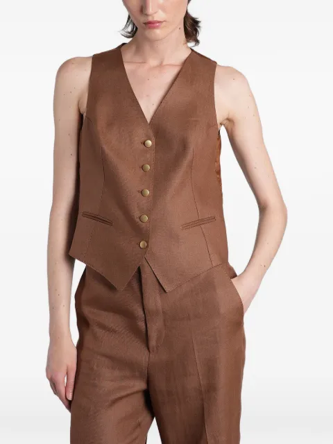 Tagliatore Gail V-neck button-down gilet Brown 340021U26E053