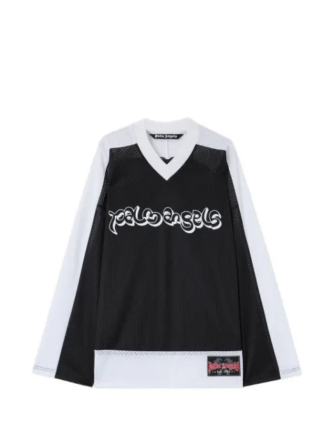 Palm Angels logo mesh long-sleeve T-shirt Black PMAB05FS26FAB001