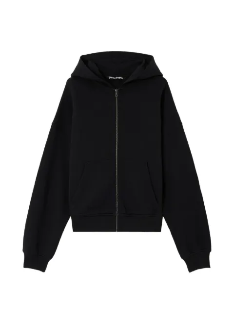 Palm Angels curved logo zip hoodie Black PMBE02AS26FLE004