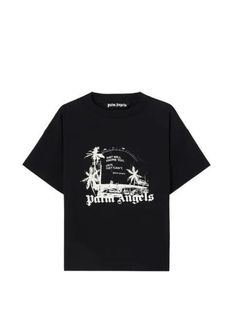 Palm Angels graphic print ribbed T-shirt Black PMAA109S26JER0061003