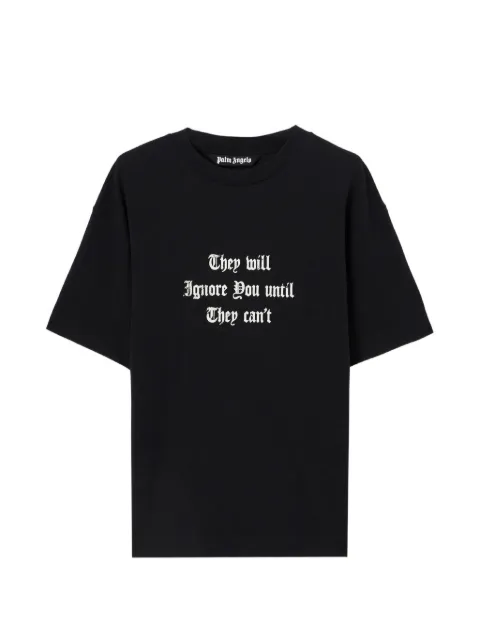Palm Angels print ribbed T-shirt Black PMAA109S26JER0051003
