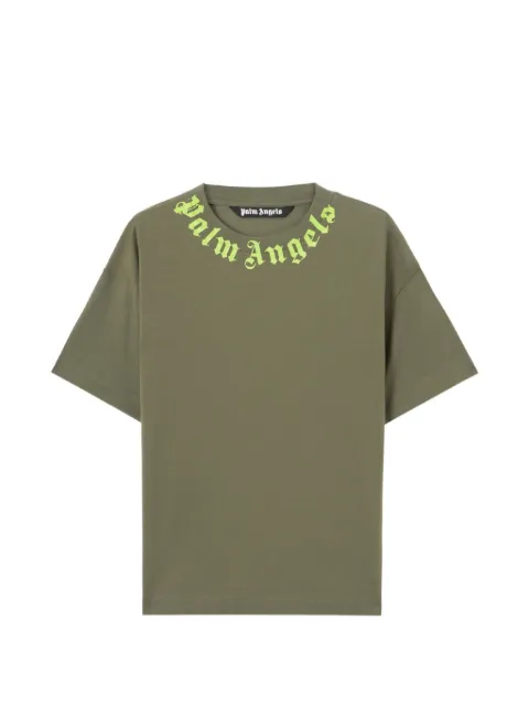 Palm Angels logo-neckline T-shirt Green PMAA109S26JER0085614