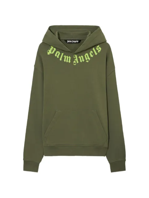 Palm Angels neck-logo hoodie Green PMBB17DS26FLE0075614