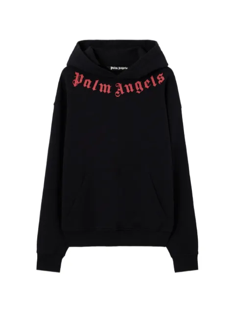 Palm Angels neck-logo hoodie Black PMBB17DS26FLE007