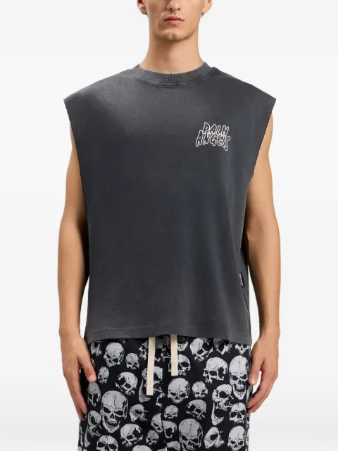 Palm Angels distressed-detail tank top Black PMAC00BS26JER0011084