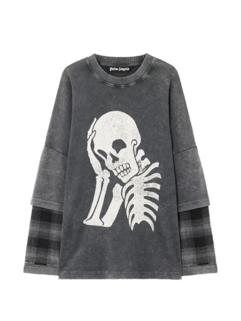 Palm Angels skull double long-sleeve shirt Grey PMAB05ES26JER001