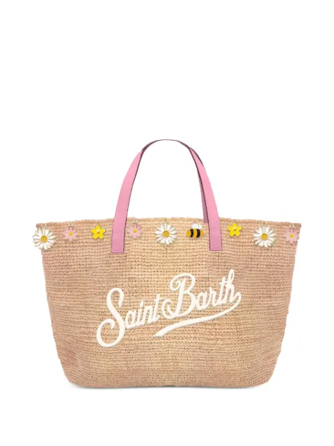 MC2 Saint Barth flowers bee charm tote bag Neutrals RAFFIACITYMINI