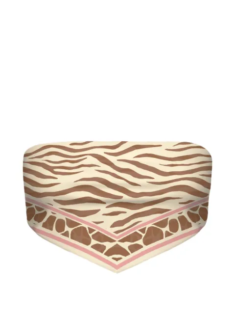MC2 Saint Barth Rio zebra-print foulard top Neutrals RIO