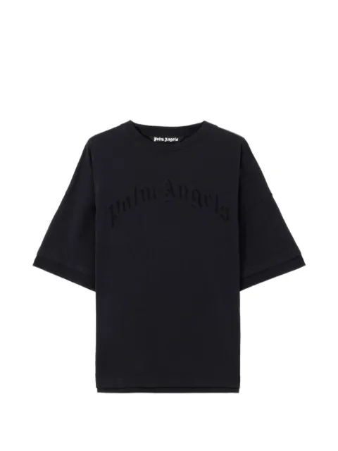 Palm Angels embroidered curved-logo double T-shirt Black PMAA10QS26JER0011010
