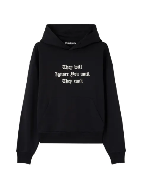 Palm Angels text-print kangaroo hoodie Black PMBB17DS26FLE0051003