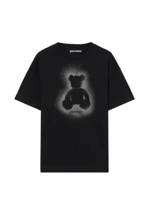 Palm Angels spray bear graphic T-shirt Black PMAA109S26JER0011007