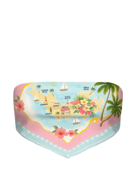 MC2 Saint Barth Rio map-graphic scarf top Blue RIO