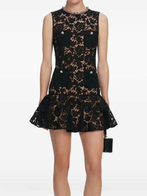 Self-Portrait crystal-embellished lace mini dress Black SS26164SBB